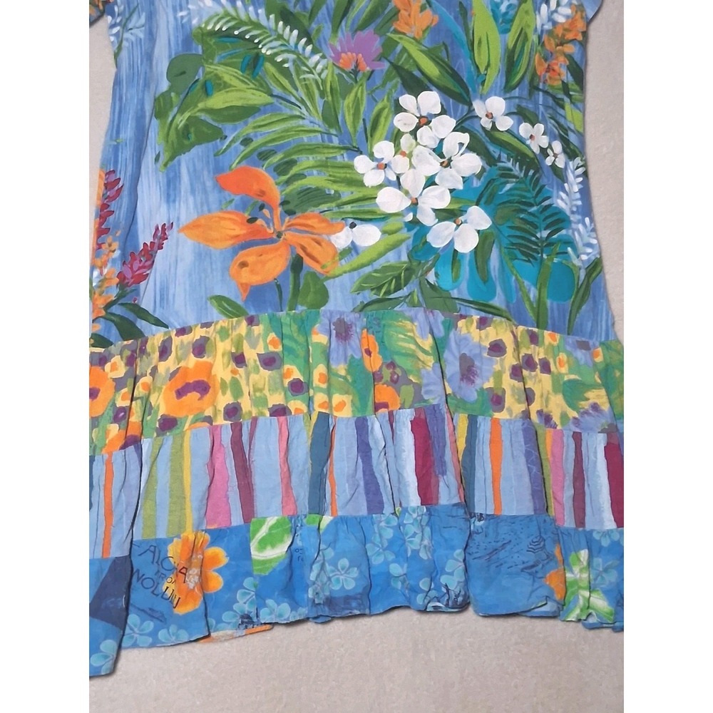 Jams World Tropic Garden Tiered Hattie Dress XXL Floral Rayon Made in Hawaii VTG - Picture 8 of 12